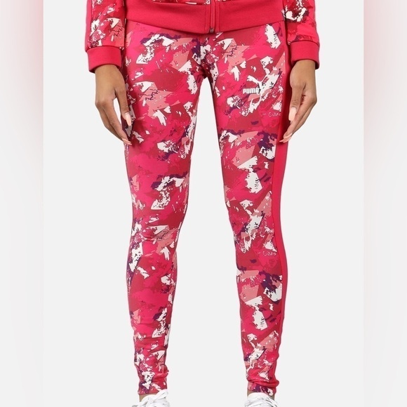 Women’s Puma Archive Logo Leggings Pink White Size Small - Picture 1 of 16
